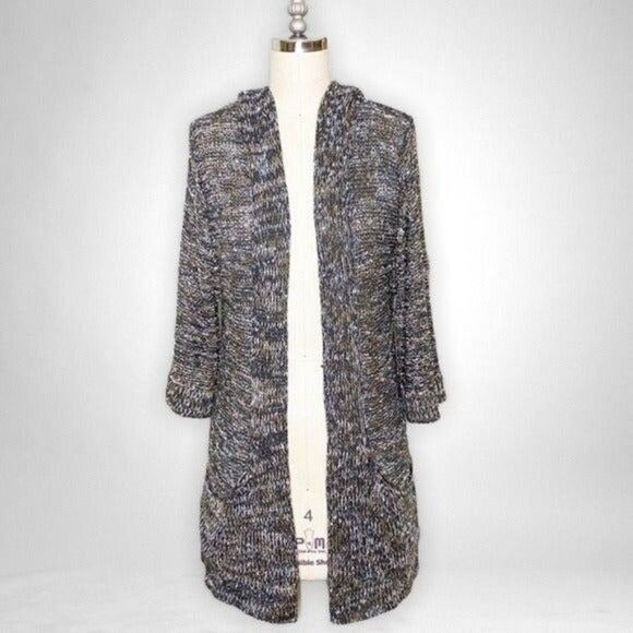 BCBGMaxAzria Gray Chunky Knit Sweater Cardigan Short Sleeves Small - Picture 1 of 11